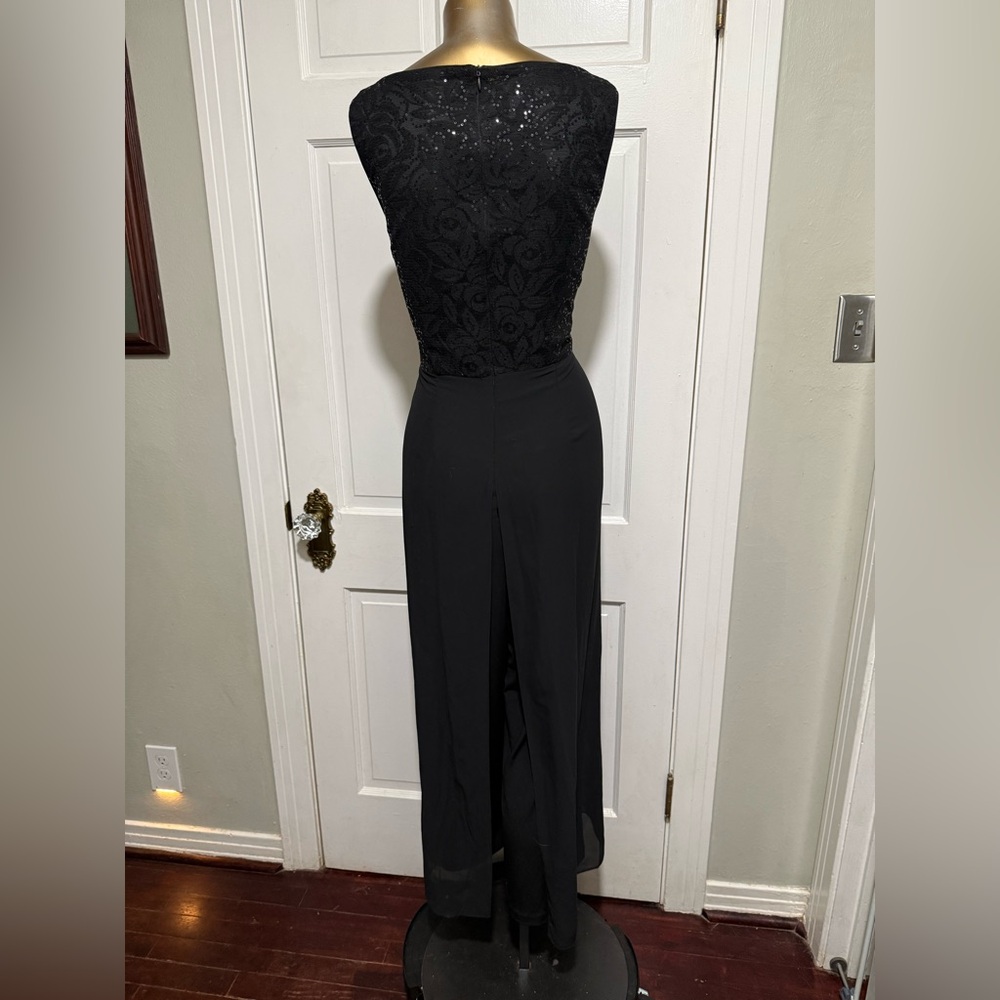London Times Formal Pants Outfit Prom Homecoming Pageant Black Sequin Size 14 - Picture 2 of 6